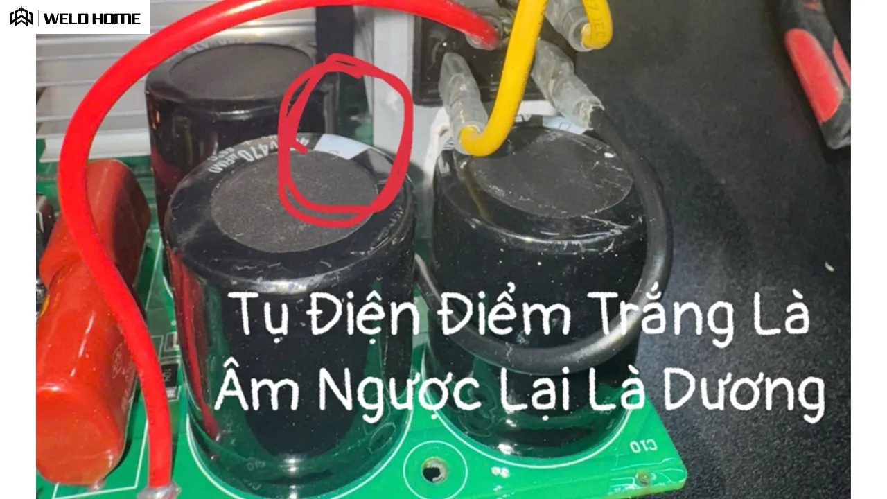 Tụ điện điểm trắng là âm ngược lại là dương