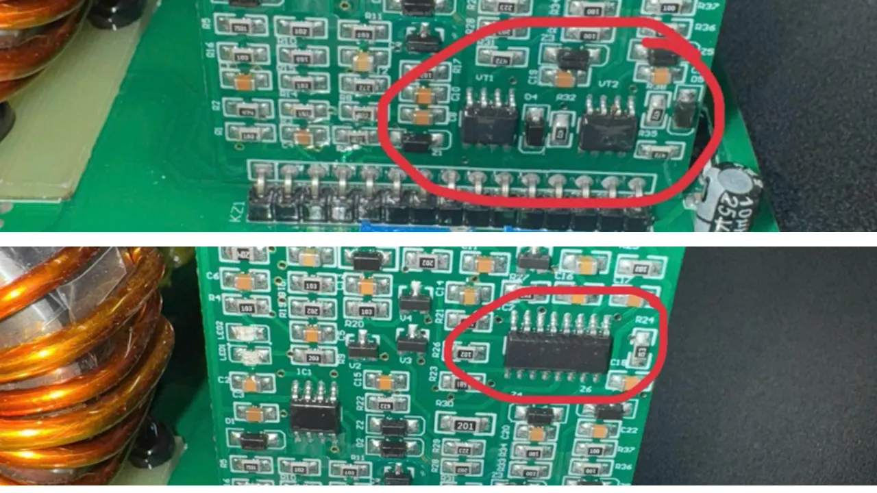 Ảnh bo khiển và vị trí IC 3525 _ 3846
